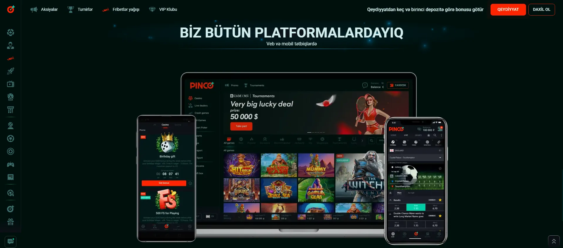 Pinco Yukle mobil imkanlar